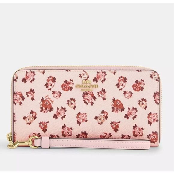 NWT ❤️ Coach Long Zip Around Wallet With Rosette Print Wristlet CZ329 - Picture 2 of 7